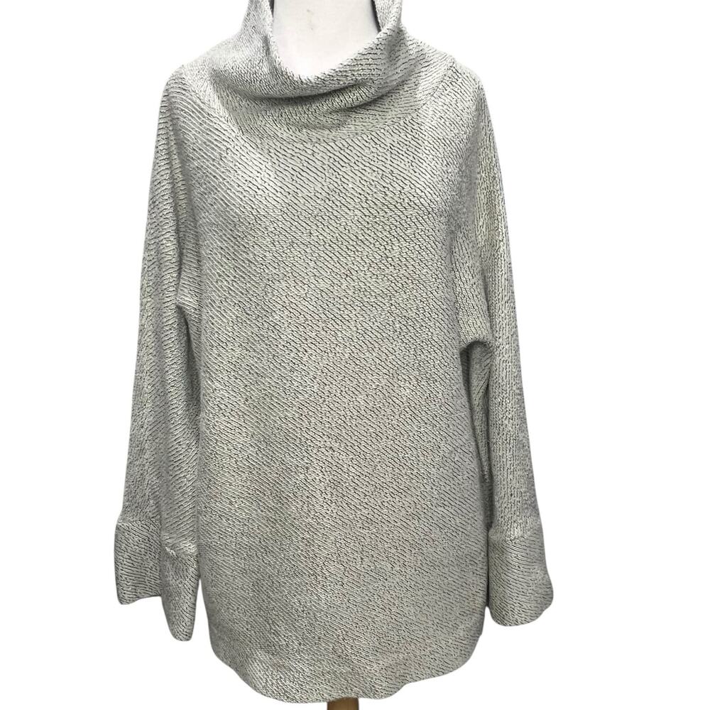 Soft Surroundings Sweater M Khaki Tan Black‎ Cowl Neck Cotton Blend Pullover